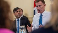 Jeremy Hunt briefs cabinet on the autumn statement, alongside Rishi Sunak