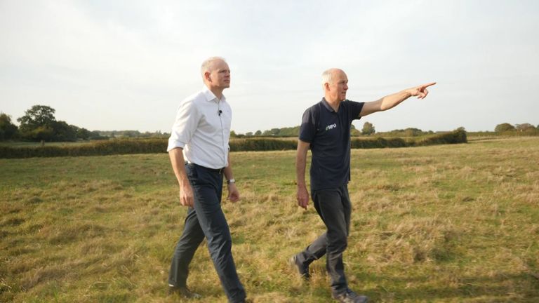 Sky’s Business correspondent, Paul Kelso with farmer Adam Scott in East Anglia