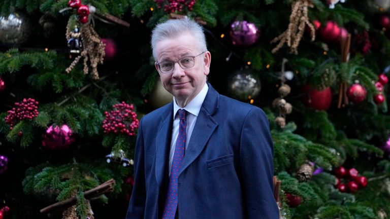 Michael Gove  leaves 10 Downing Street
Pic:AP