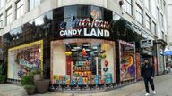 The exterior of an American-style “candy” store on Oxford Street