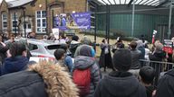 Protesters outside Barclay Primary School 