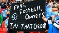 A banner directed at the collapsed European Super League