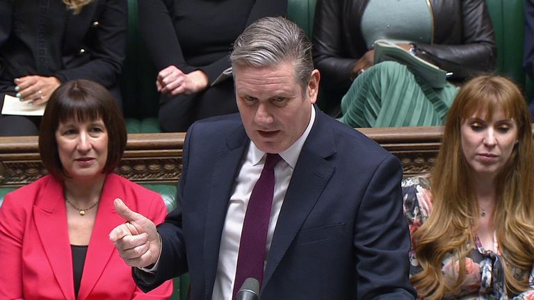 Keir Starmer during PMQs