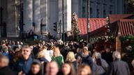 Shoppers in Trafalgar Square, central London, as the Christmas shopping period begins for retailers. Picture date: Friday November 17, 2023.
