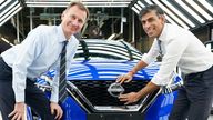 Prime Minister Rishi Sunak (right) and Chancellor of the Exchequer Jeremy Hunt attach a Nissan badge to a car during a visit to the Nissan car plant in Sunderland. The Government has confirmed Nissan will produce two new electric vehicle models at its Sunderland plant, supporting thousands of jobs in the UK. The Japanese carmaker's new electric Qashqai and Juke models will be manufactured at the site. Picture date: Friday November 24, 2023.