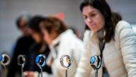 Apple smartwatches are displayed as customers wait to buy them at the Apple store in New York, U.S., December 26, 2023. REUTERS/Eduardo Munoz
