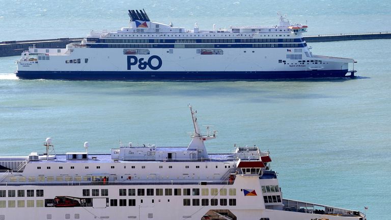 The Spirit of Britain (top) passes the Pride of Kent as it arrives at the Port of Dover, in Kent, after completing further sea trials as P&O Ferries prepare to resume Dover-Calais sailings for freight customers. The vessel was detained by the Maritime and Coastguard Agency (MCA) on April 12 after safety issues were found, but was cleared to sail last Friday. The ferry company sacked nearly 800 seafarers with no notice on March 17, replacing them with cheaper agency workers. Picture date: Tuesday April 26, 2022.