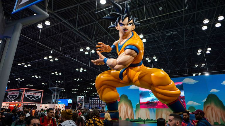 Dragon Ball Z booth is seen during New York Comic Con  in 2023
Pic:AP