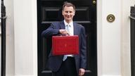 Chancellor of the Exchequer Jeremy Hunt leaves 11 Downing Street.

Pic: PA