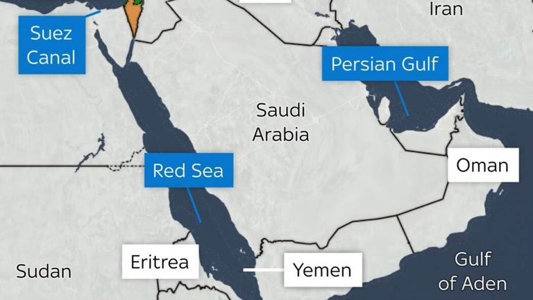 Yemen, Red Sea, Suez Canal, map