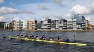 Oxford women's team during practice on the river Thames. Pic:  Reuters
