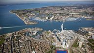 Undated handout photo issued by Portsmouth City Council of the Spinnaker Tower from above. Issue date: Monday August 2, 2021.