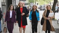 Annita McVeigh, Martine Croxall, Karin Giannone and Kasia Madera arriving at the London Central Employment Tribunal in Kingsway, 