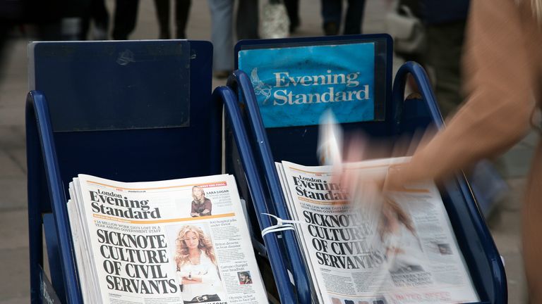 The London Evening Standard is a free newspaper published every weekday afternoon