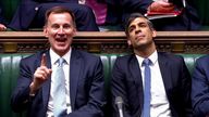 Jeremy Hunt and Rishi Sunak during Keir Starmer's Budget response 