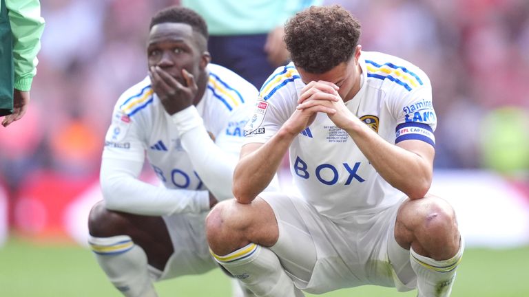 Leeds United's Ethan Ampadu reacts after losing the Sky Bet Championship play-off final at Wembley Stadium, London. Picture date: Sunday May 26, 2024. PA Photo. See PA story SOCCER Final. Photo credit should read: John Walton/PA Wire...RESTRICTIONS: EDITORIAL USE ONLY No use with unauthorised audio, video, data, fixture lists, club/league logos or 