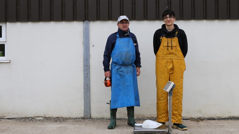 Martin Laity, of Sailors Creek Shellfish, and his son. Pic: Martin Laity