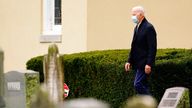 Joe Biden at the grave of his late wife and daughter, who died 49 years ago. Pic: AP