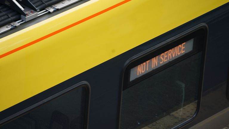 A general view of a Great Northern railway train at Hunt's Cross station, Liverpool, amid reports of widespread IT outages affecting airlines, broadcasters and banks. Picture date: Friday July 19, 2024.