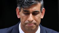 Rishi Sunak looks on as he speaks at Number 10 Downing Street.
Pic: Reuterts