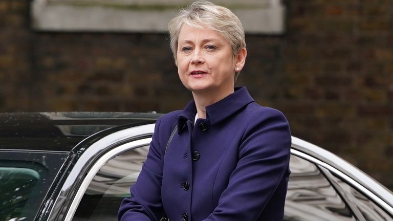 Yvette Cooper arriving in Downing Street.
Pic: PA