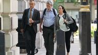 Gareth Jenkins (centre) is seen arriving to give evidence to the inquiry earlier this week. Pic: PA