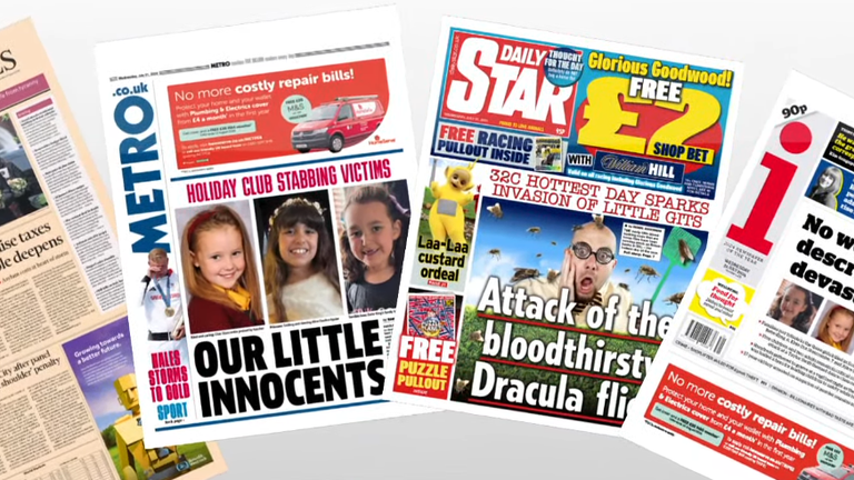 Wednesday's newspaper front pages