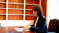 Chancellor of the Exchequer Rachel Reeves in her office at no 11 Downing Street.
Pic: PA