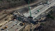 A section of the M25 is closed while a bridge is demolished. Pic: PA