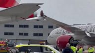 Two planes clip wings on the runway at Heathrow Airport. Pic: @slaytor_roger/X