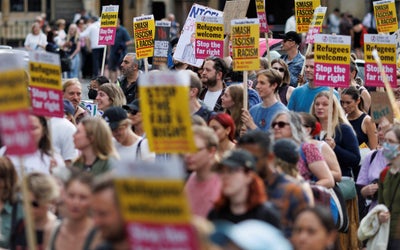 Thousands of protesters take to streets in anti-racism marches across UK