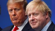 Britain's Prime Minister Boris Johnson and U.S. President Donald Trump attend at the NATO leaders summit in Watford, Britain December 4, 2019. REUTERS/Peter Nicholls/Pool