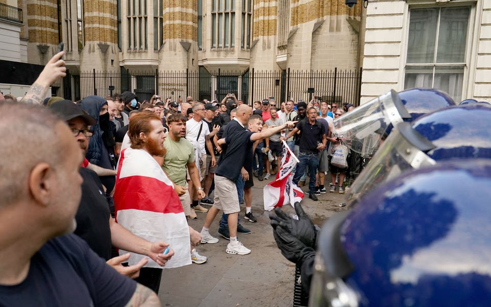 Two men jailed for goading police at London protest