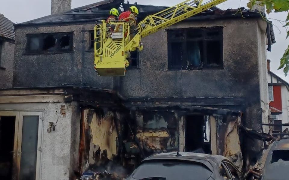 Fire started by 'catastrophic' failure of lithium battery destroys Wembley house