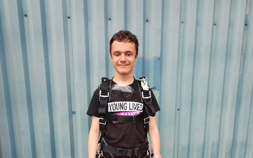 Blind teenager with brain tumour completes ‘brilliant’ skydive for charity