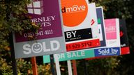 Estate Agent’s boards are lined up outside a housing development in Manchester, Britain, August 31, 2021. REUTERS/Phil Noble