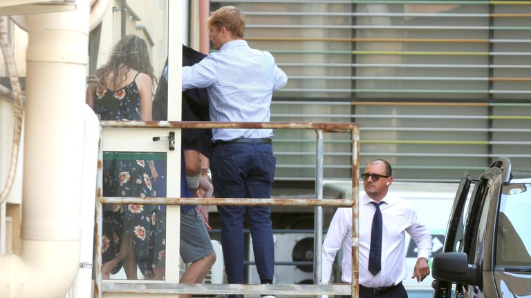 Survivors of the sunken yacht Charlotte Golunski, her husband James Emsilie and their one-year-old daughter Sophie Emsilie leave the Di Cristina hospital in Palermo, Italy, August 20, 2024. REUTERS/Igor Petyx 