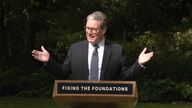 Sir Keir Starmer speaks in the rose garden in Downing Street 