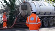 File photo dated 10/01/24 of a tanker pumps out excess sewage from the Lightlands Lane sewage pumping station in Cookham, Berskhire. Figures showing there were thousands more sewage dumps into Scotland's waterways last year than previously known could still be a 