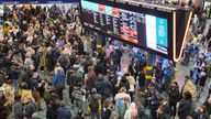 People at Euston station in London as train passengers travelling on the West Coast Main Line are suffering severe disruption because of a signalling fault at the station. Picture date: Tuesday April 2, 2024. PA Photo. See PA story RAIL Euston. Photo credit should read: Yui Mok/PA Wire