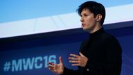 Pavel Durov giving speech in 2016. Pic: Reuters