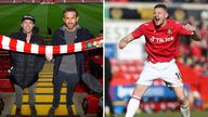 Wrexham owners Rob McElhenney and Ryan Reynolds (left) and top scorer Paul Mullin (right).