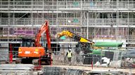 Work continues on the CALA Homes building site in Larbert, Scotland.
Pic: PA