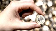 The new pressing of the one pound coin bearing King Charles III's official portrait 
Pic: Royal Mint/PA