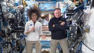 This image made from a NASA live stream shows NASA astronauts Suni Williams and Butch Wilmore during a press conference from the International Space Station on Friday, Sept. 13, 2024. (NASA via AP)