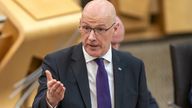 First Minister of Scotland John Swinney during First Minister's Questions in the Main Chamber at the Scottish Parliament in Holyrood, Edinburgh. Picture date: Thursday September 19, 2024.