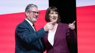 Sir Keir Starmer congratulated Rachel Reeves after she addressed the Labour Party conference in Liverpool. Pic: PA