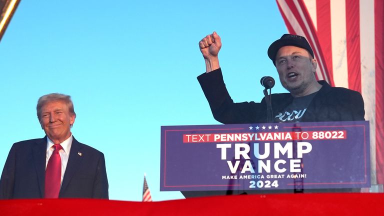 Donald Trump and Elon Musk in Butler, Pennsylvania. Pic: AP