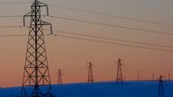 Electricity pylons are silhouetted at the Scottish Power-owned Dun Law West wind farm near Edinburgh, Scotland January 8, 2010. Britain has awarded energy companies the rights to develop the world's biggest offshore wind project in hopes the country will become a leader in the emerging industry, which is vital to slash carbon emissions. REUTERS/David Moir (BRITAIN - Tags: ENERGY ENVIRONMENT BUSINESS)
