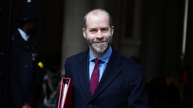 Business and Trade Secretary Jonathan Reynolds arrives in Downing Street.
Pic: PA